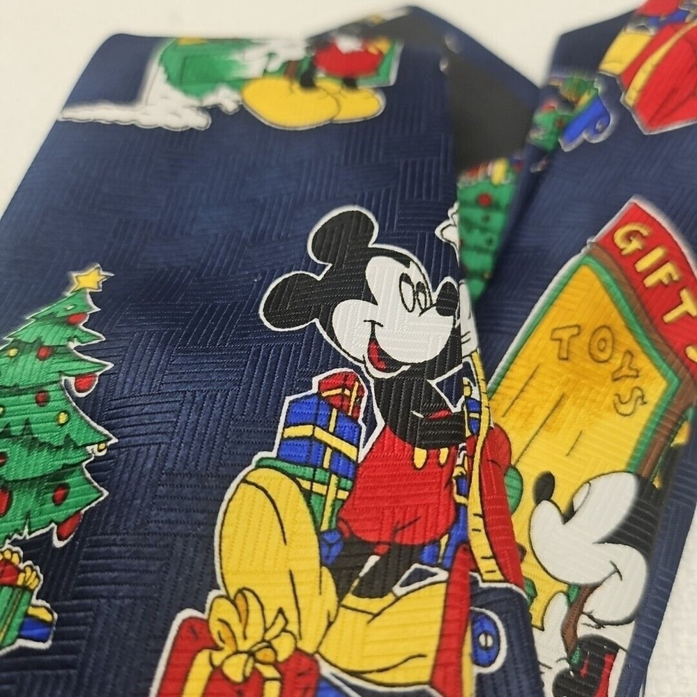 Disney Mickey Unlimited Navy Blue Christmas Mickey Mouse Neck Tie - Picture 12 of 12